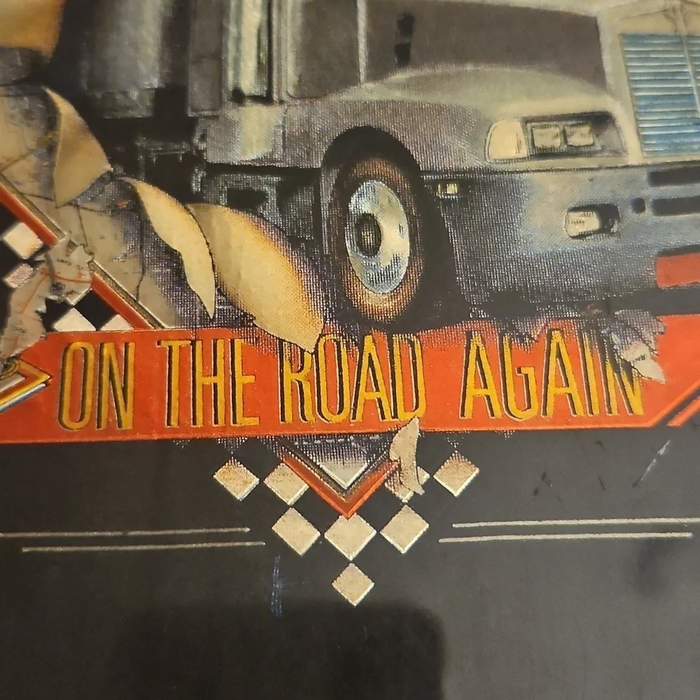 Vtg TRUCKERS ONLY 1970s On The Road Again Metallic 3D Wood Art